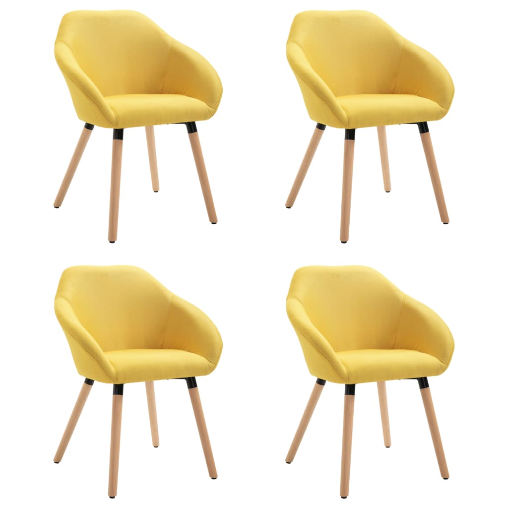 Chaises à manger lot de 4 jaune tissu