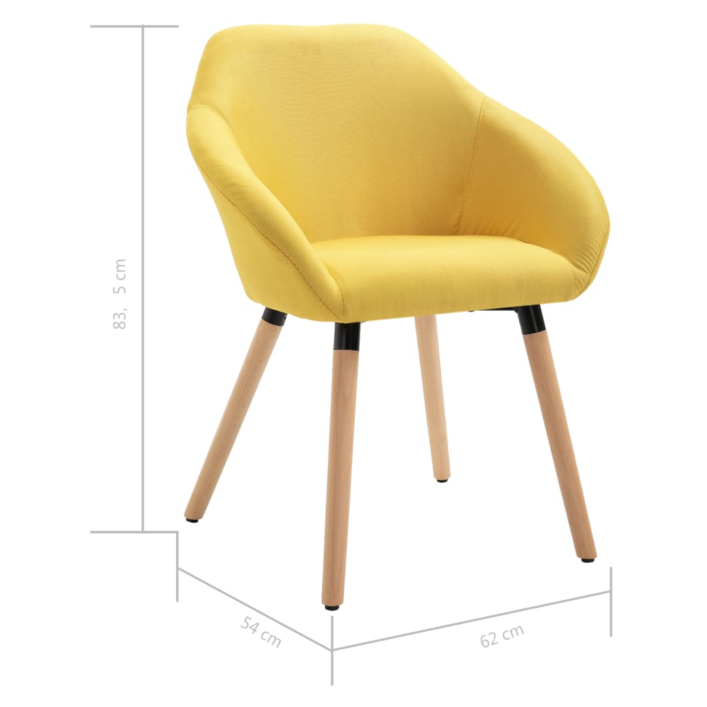 Chaises à manger lot de 4 jaune tissu - XIOS