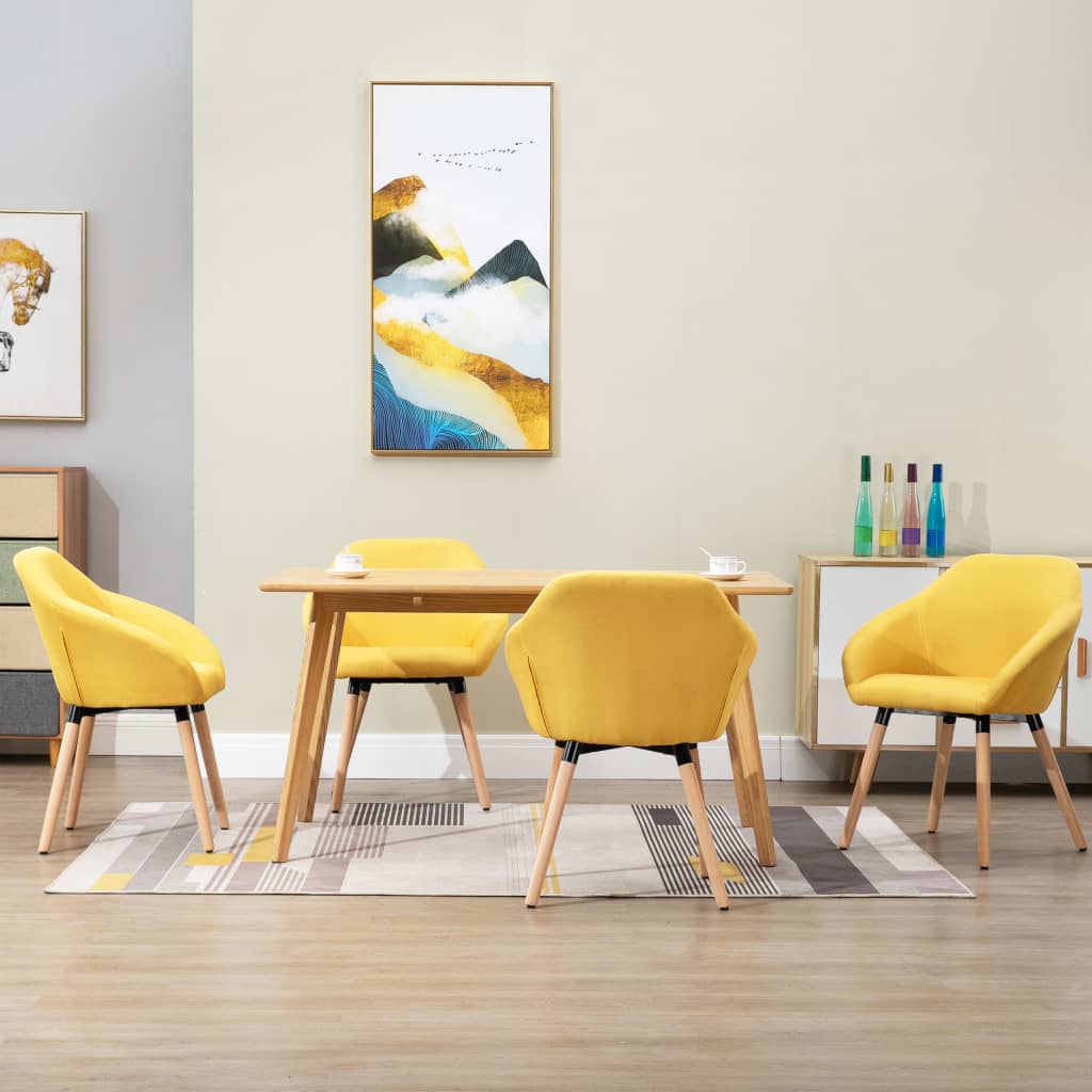 Chaises à manger lot de 4 jaune tissu - XIOS