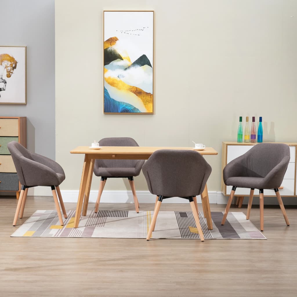 Chaises à manger lot de 4 taupe tissu - XIOS