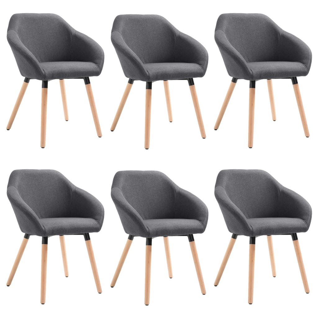 Chaises à manger lot de 6 gris foncé tissu - XIOS