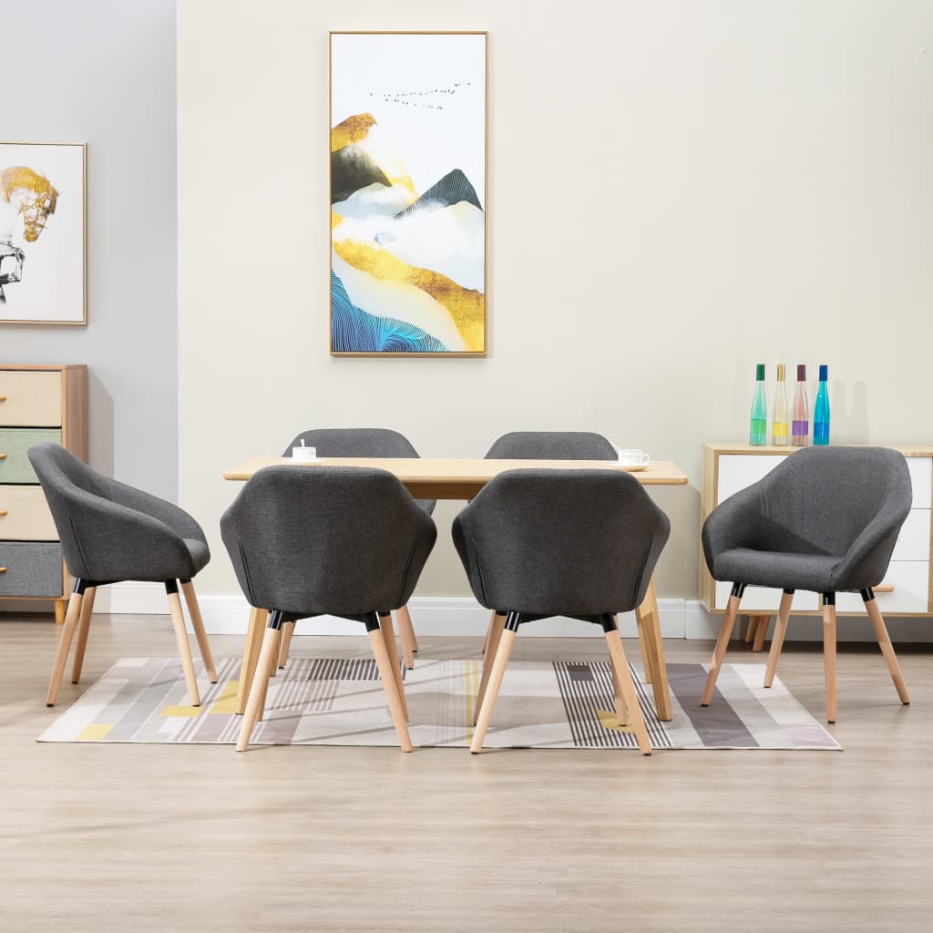 Chaises à manger lot de 6 gris foncé tissu - XIOS