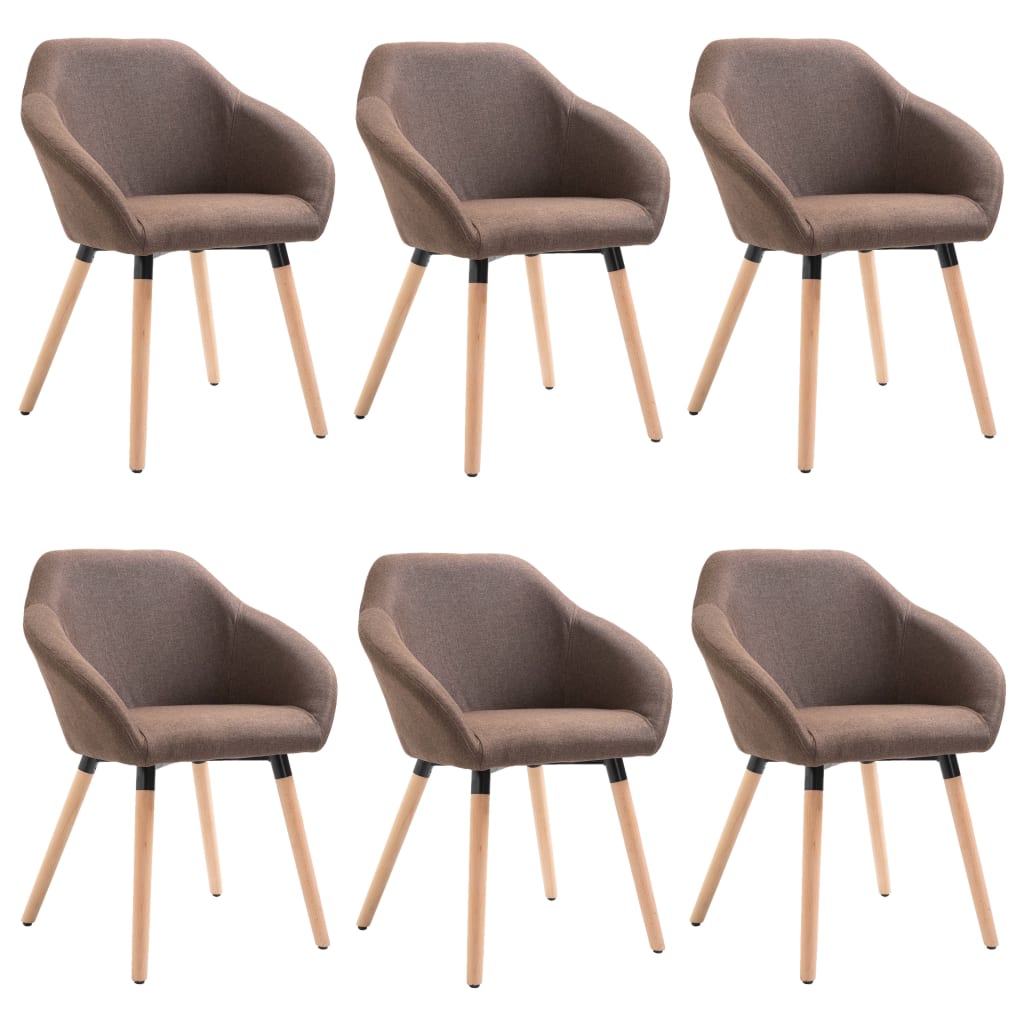 Chaises à manger lot de 6 marron tissu - XIOS