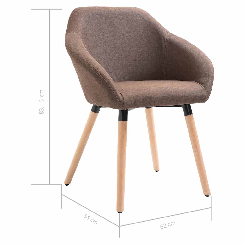 Chaises à manger lot de 6 marron tissu