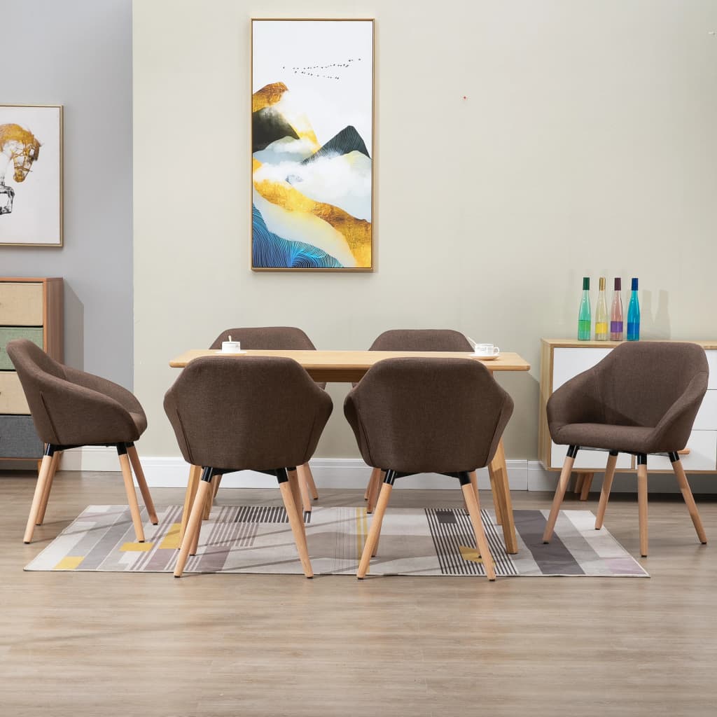 Chaises à manger lot de 6 marron tissu - XIOS