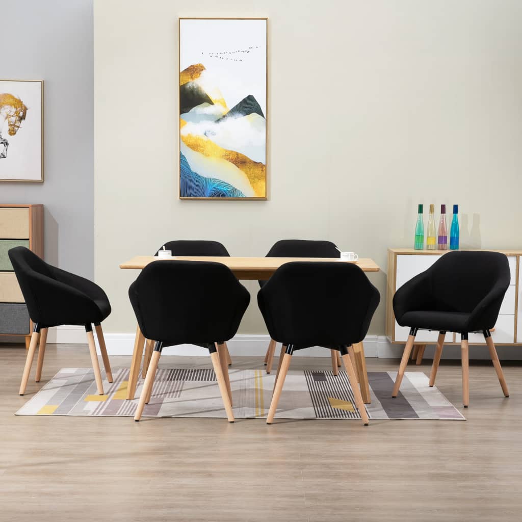 Chaises à manger lot de 6 noir tissu - XIOS