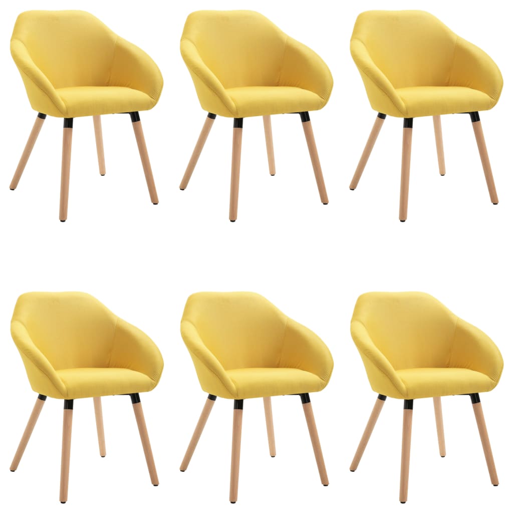 Chaises à manger lot de 6 jaune tissu - XIOS