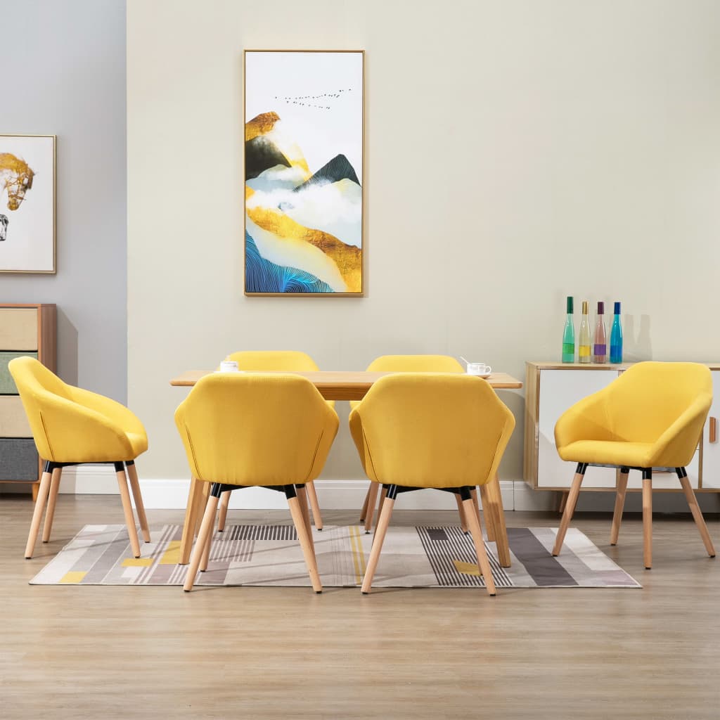 Chaises à manger lot de 6 jaune tissu - XIOS