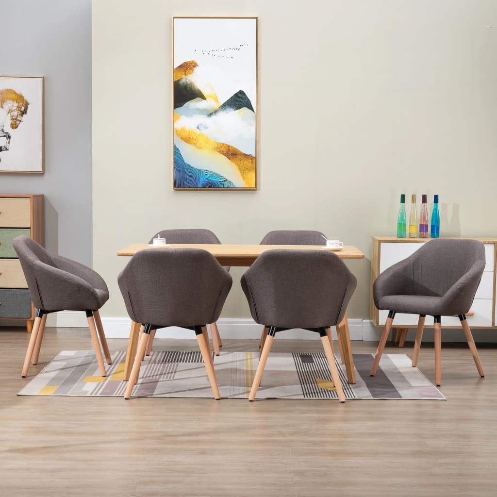 Chaises à manger lot de 6 taupe tissu - XIOS
