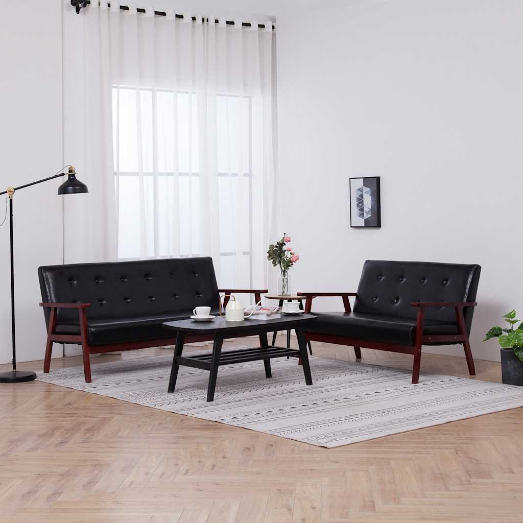 Ensemble de canapés 2 pcs Noir Similicuir - XIOS