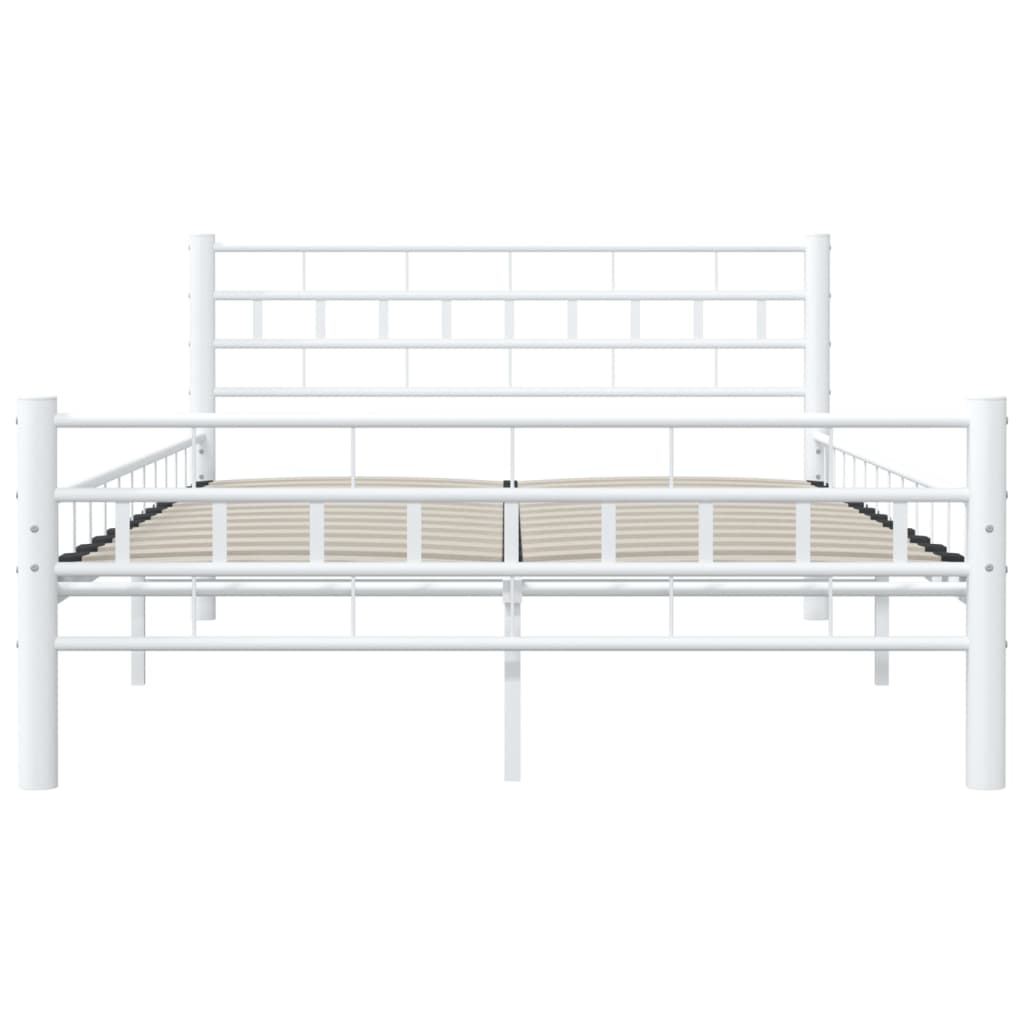 Cadre de lit sans matelas blanc métal 140x200 cm - XIOS