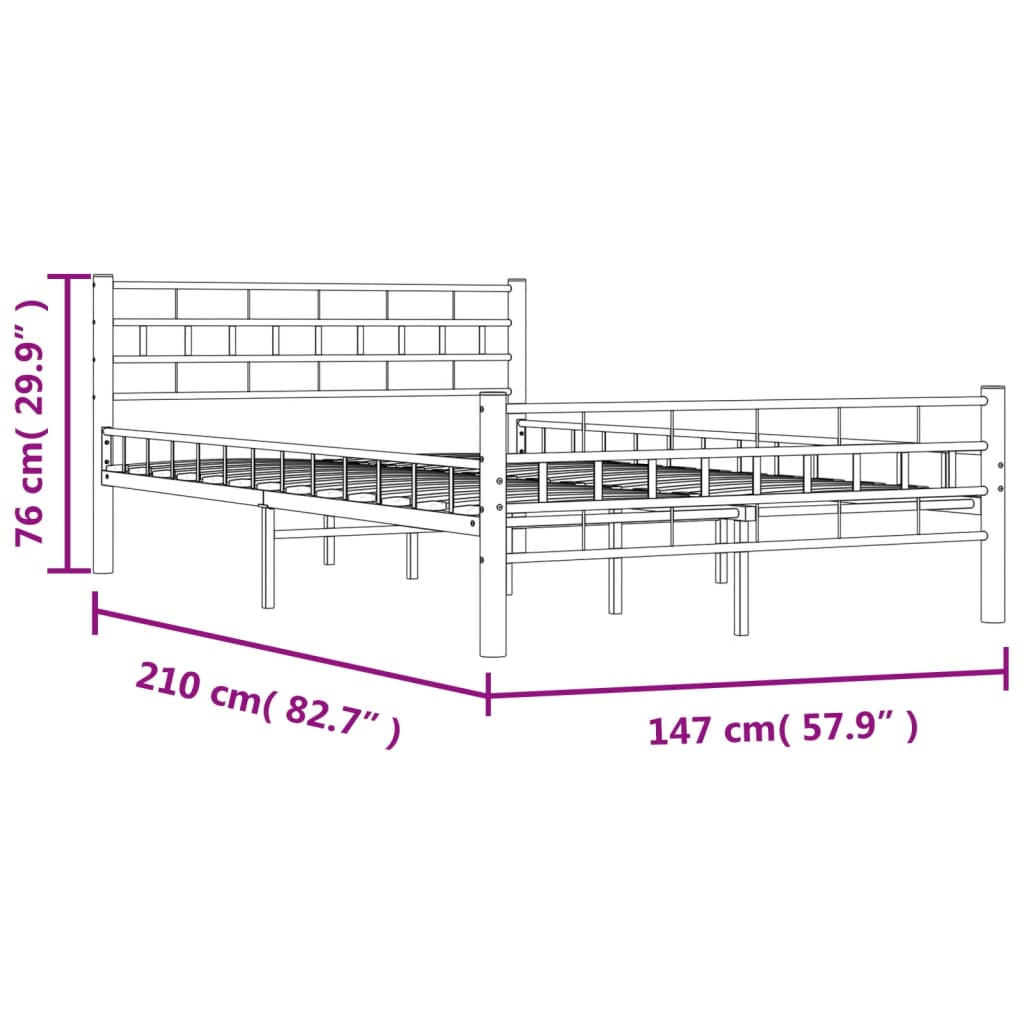 Cadre de lit sans matelas blanc métal 140x200 cm - XIOS