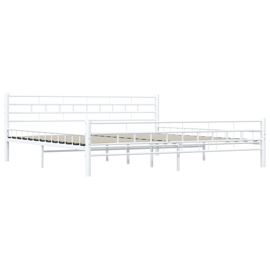 Cadre de lit sans matelas blanc métal 200x200 cm - XIOS