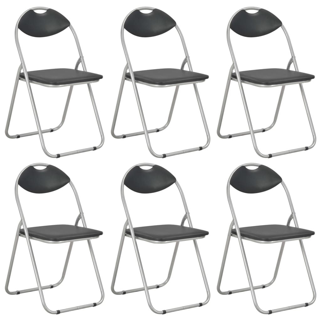Chaises pliantes à manger lot de 6 noir similicuir - XIOS