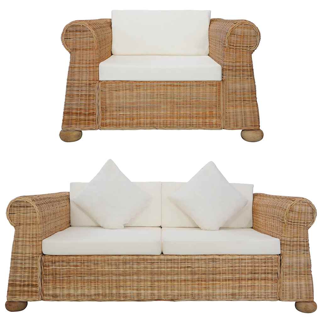 Ensemble de canapés avec coussins 2 pcs rotin naturel - XIOS