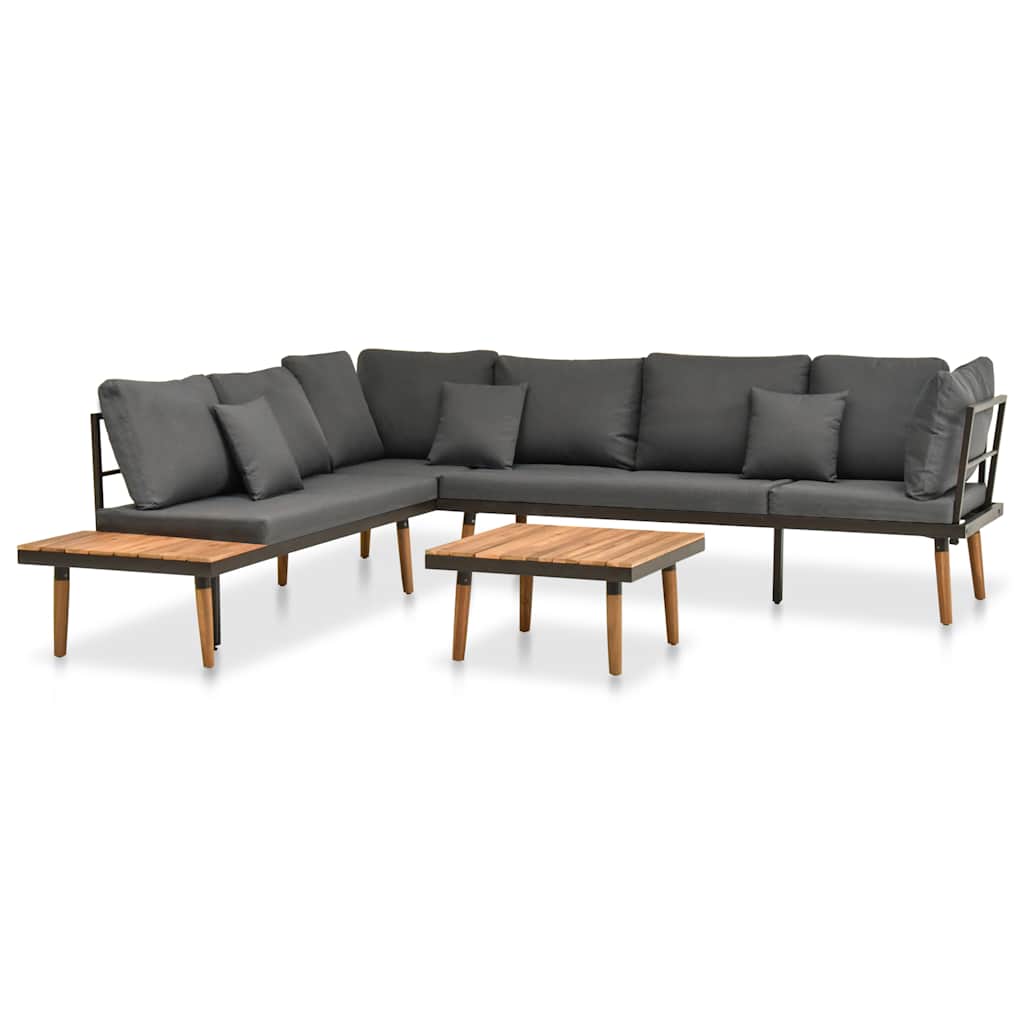 Salon de jardin 4 pcs avec coussins Bois d'acacia solide - XIOS