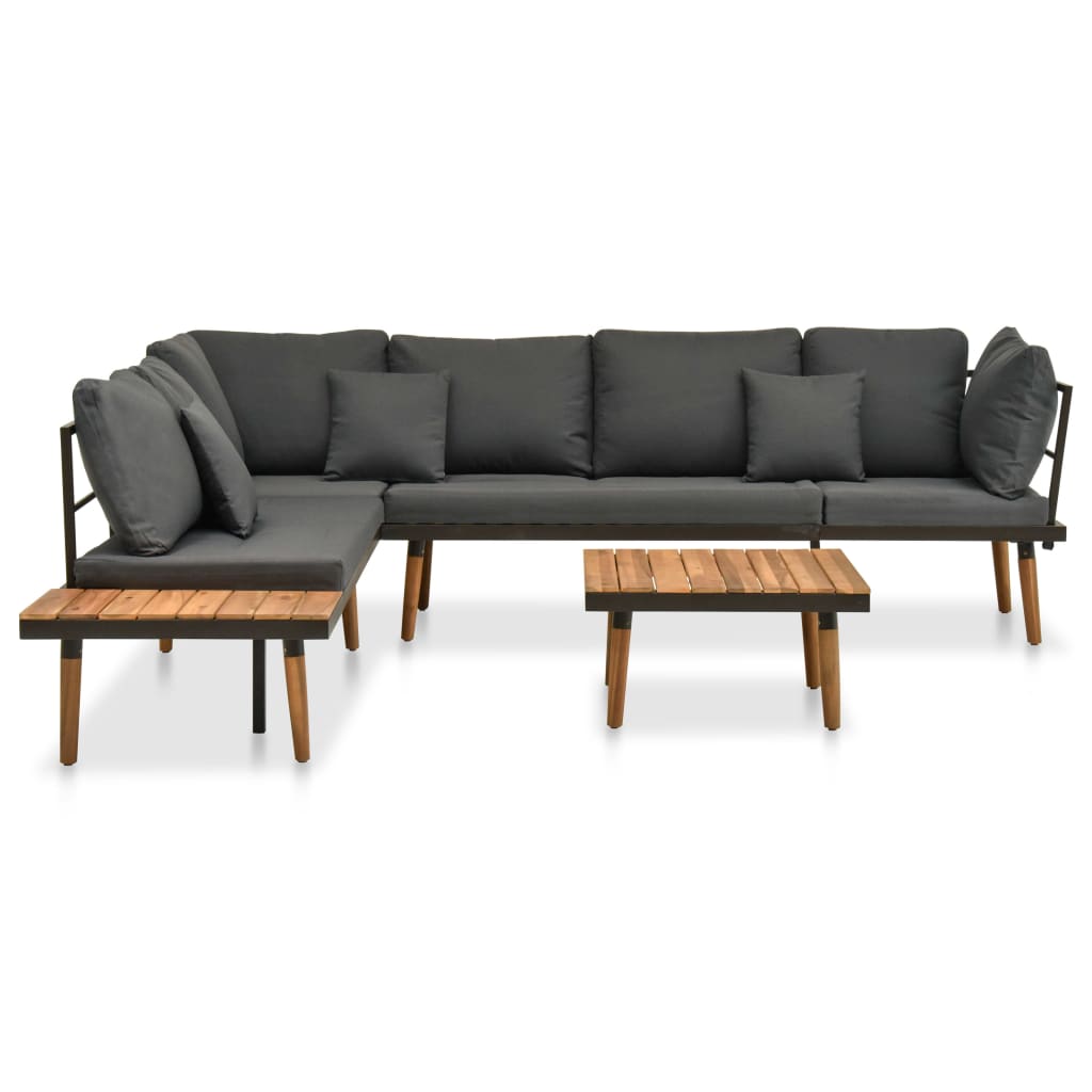 Salon de jardin 4 pcs avec coussins Bois d'acacia solide - XIOS