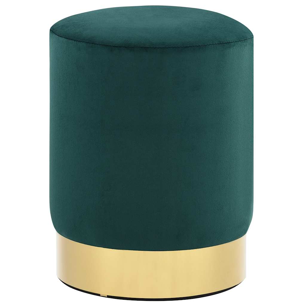 Tabouret Vert foncé et doré Velours 28 x 36 cm