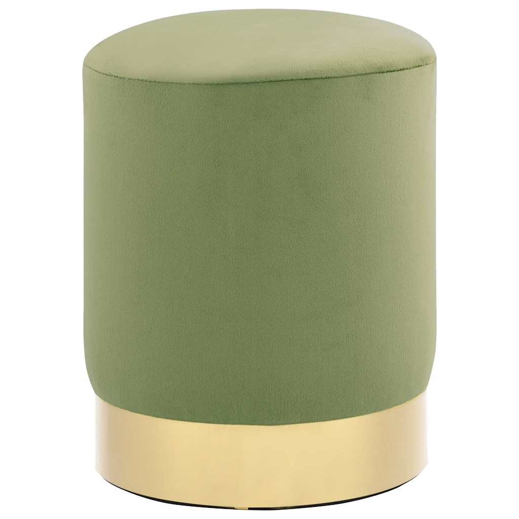 Tabouret Vert moutarde et doré Velours 28 x 36 cm