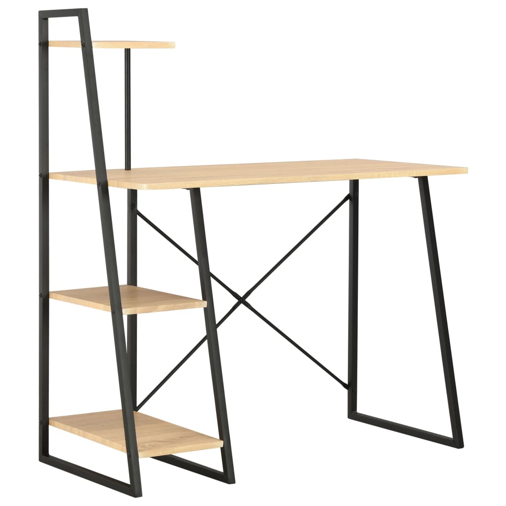 Bureau avec étagère Noir et chêne 102x50x117 cm - XIOS