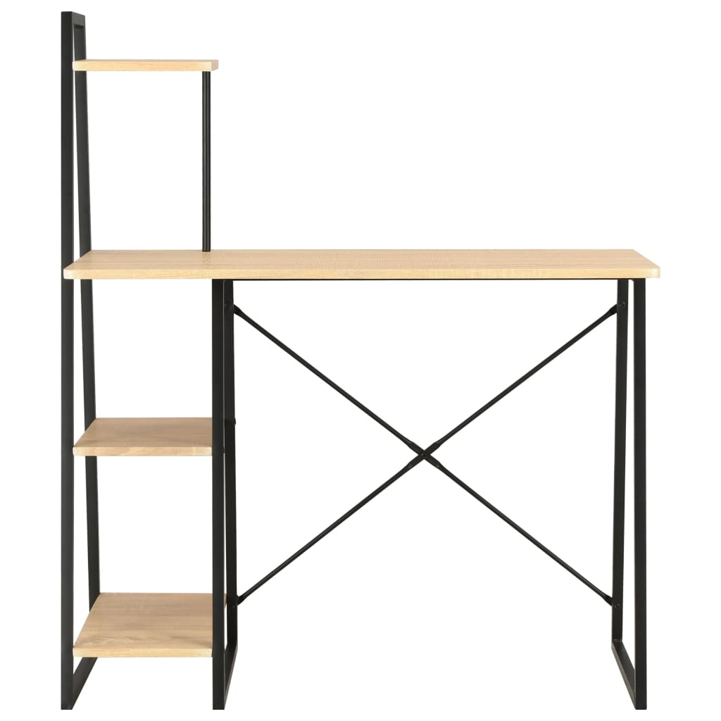 Bureau avec étagère Noir et chêne 102x50x117 cm - XIOS