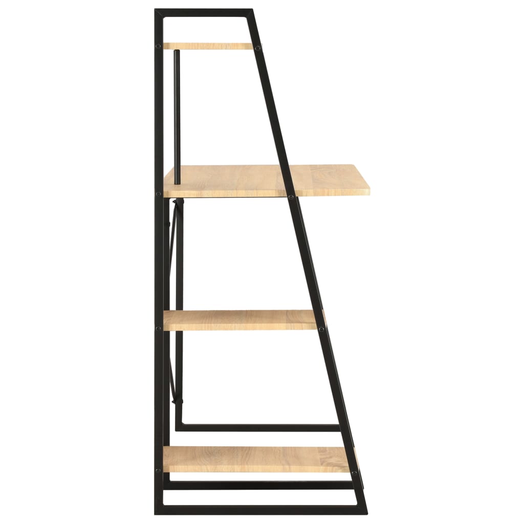 Bureau avec étagère Noir et chêne 102x50x117 cm - XIOS