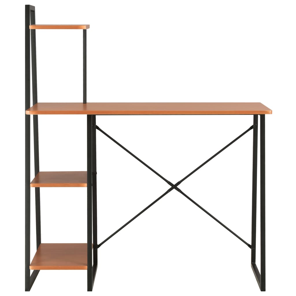 Bureau avec étagère Noir et marron 102x50x117 cm - XIOS