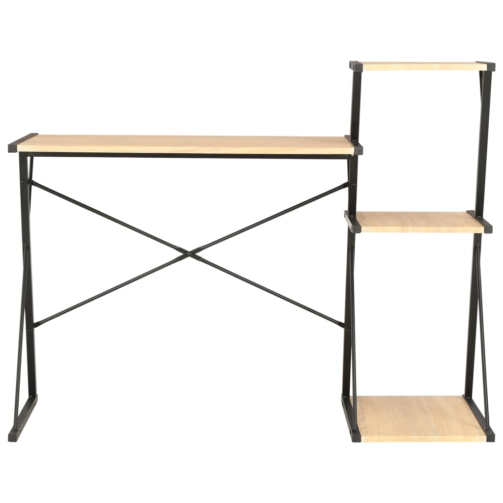 Bureau avec étagère Noir et chêne 116x50x93 cm - XIOS