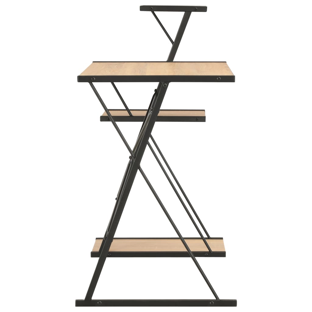 Bureau avec étagère Noir et chêne 116x50x93 cm - XIOS