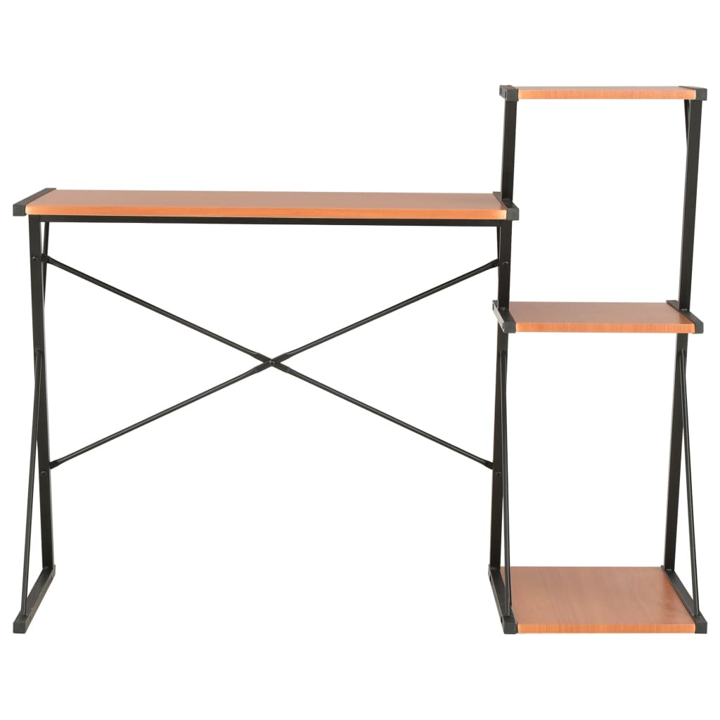 Bureau avec étagère Noir et marron 116x50x93 cm - XIOS