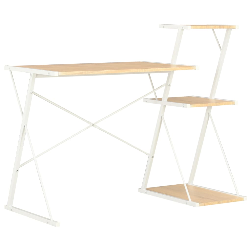 Bureau avec étagère Blanc et chêne 116x50x93 cm - XIOS