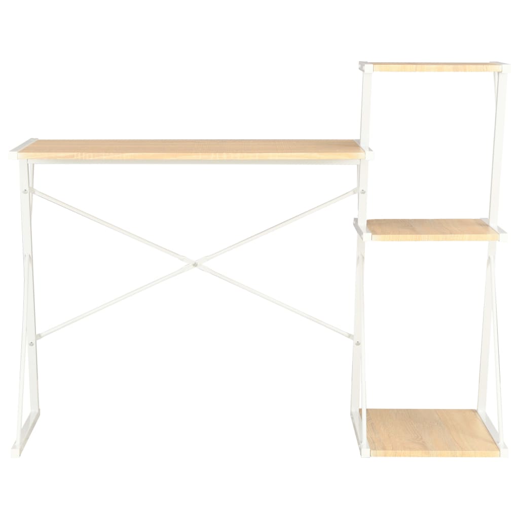 Bureau avec étagère Blanc et chêne 116x50x93 cm - XIOS