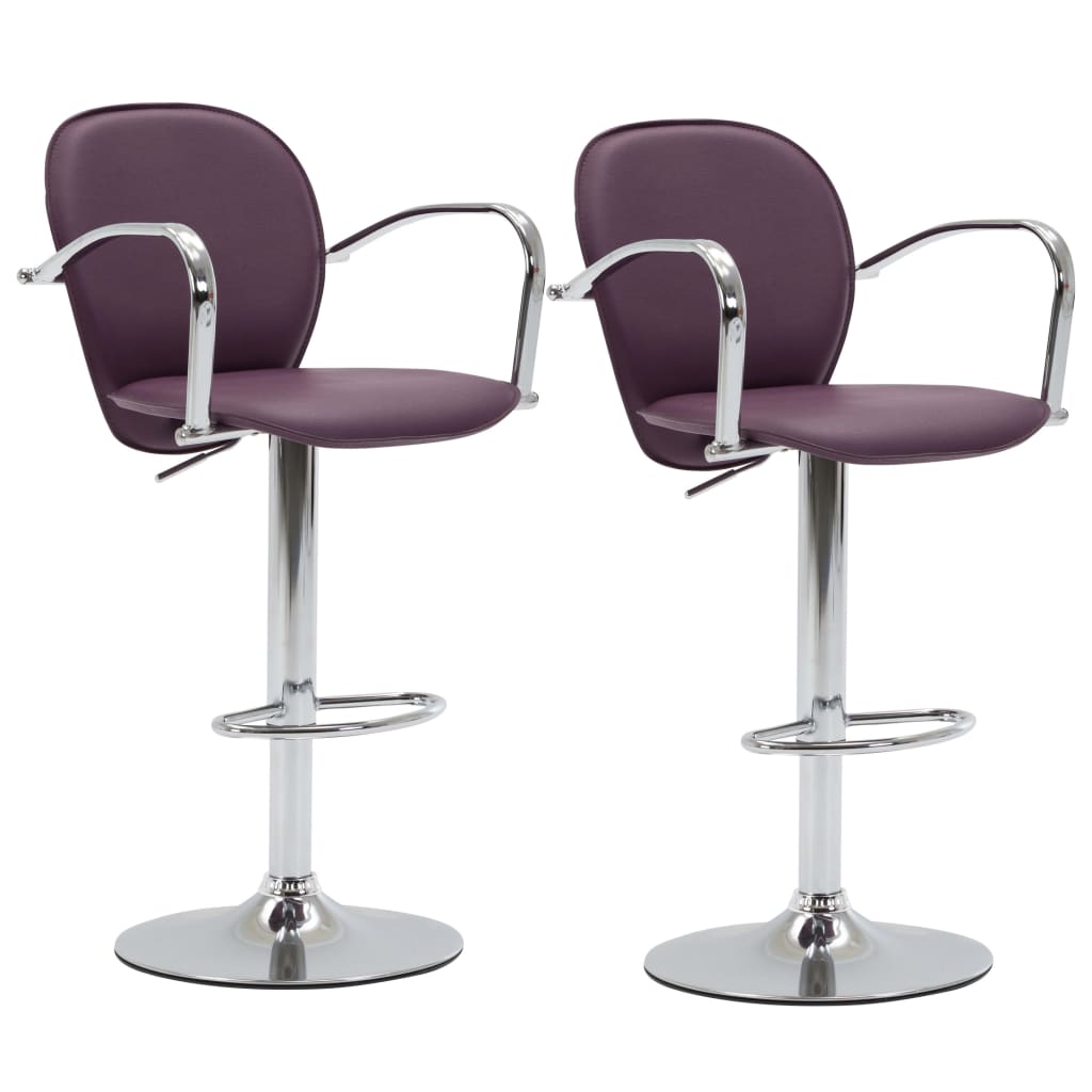 Tabourets de bar avec accoudoir lot de 2 violet similicuir - XIOS