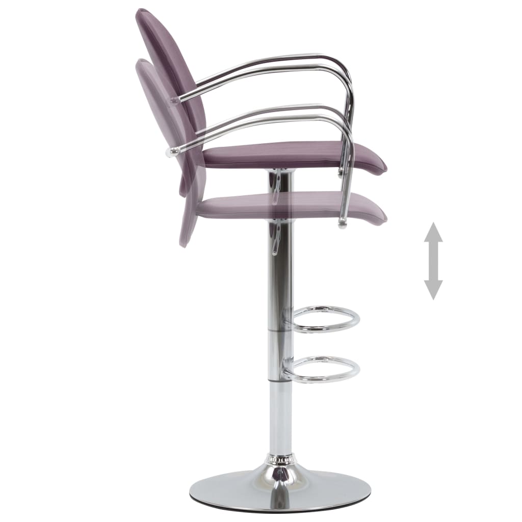 Tabourets de bar avec accoudoir lot de 2 violet similicuir - XIOS