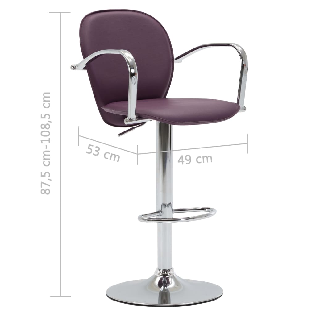 Tabourets de bar avec accoudoir lot de 2 violet similicuir - XIOS