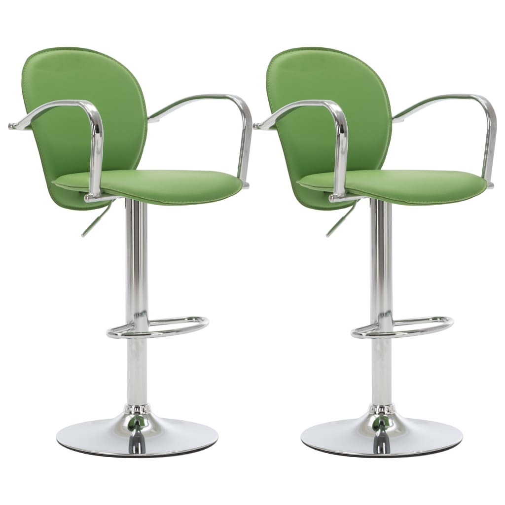Tabourets de bar avec accoudoir lot de 2 vert similicuir - XIOS