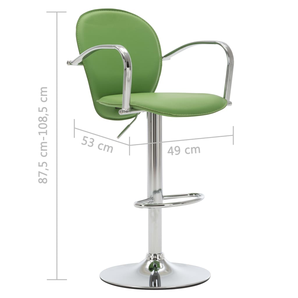 Tabourets de bar avec accoudoir lot de 2 vert similicuir - XIOS