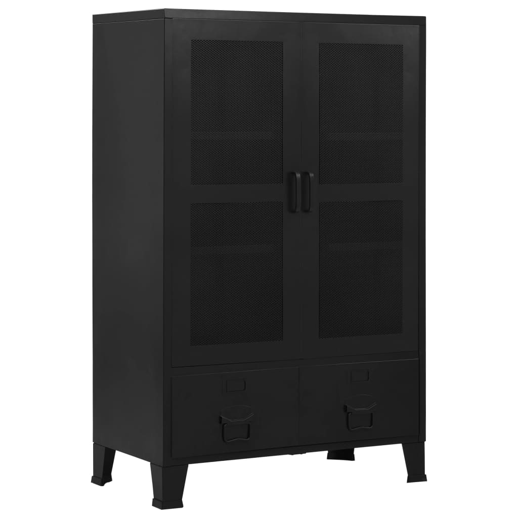Armoire de bureau avec portes en maille Acier 75x40x120 cm Noir - XIOS