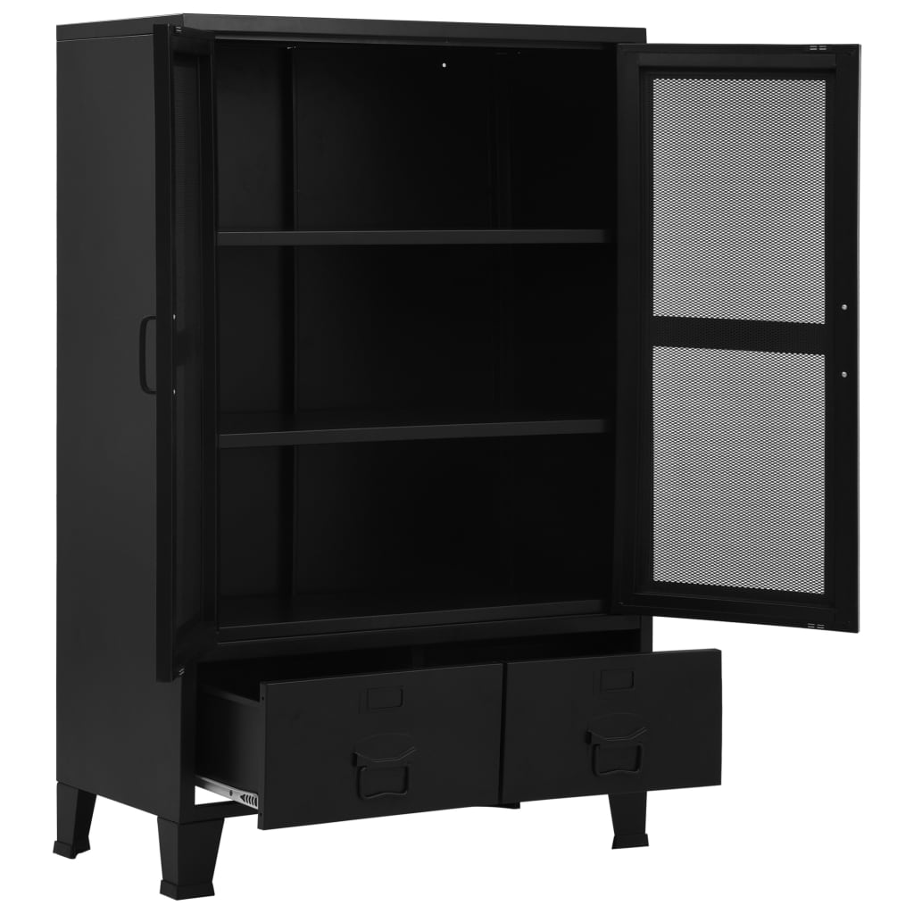 Armoire de bureau avec portes en maille Acier 75x40x120 cm Noir
