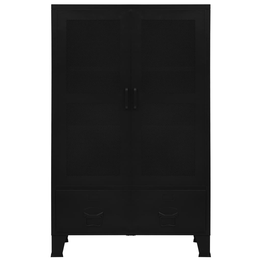 Armoire de bureau avec portes en maille Acier 75x40x120 cm Noir - XIOS