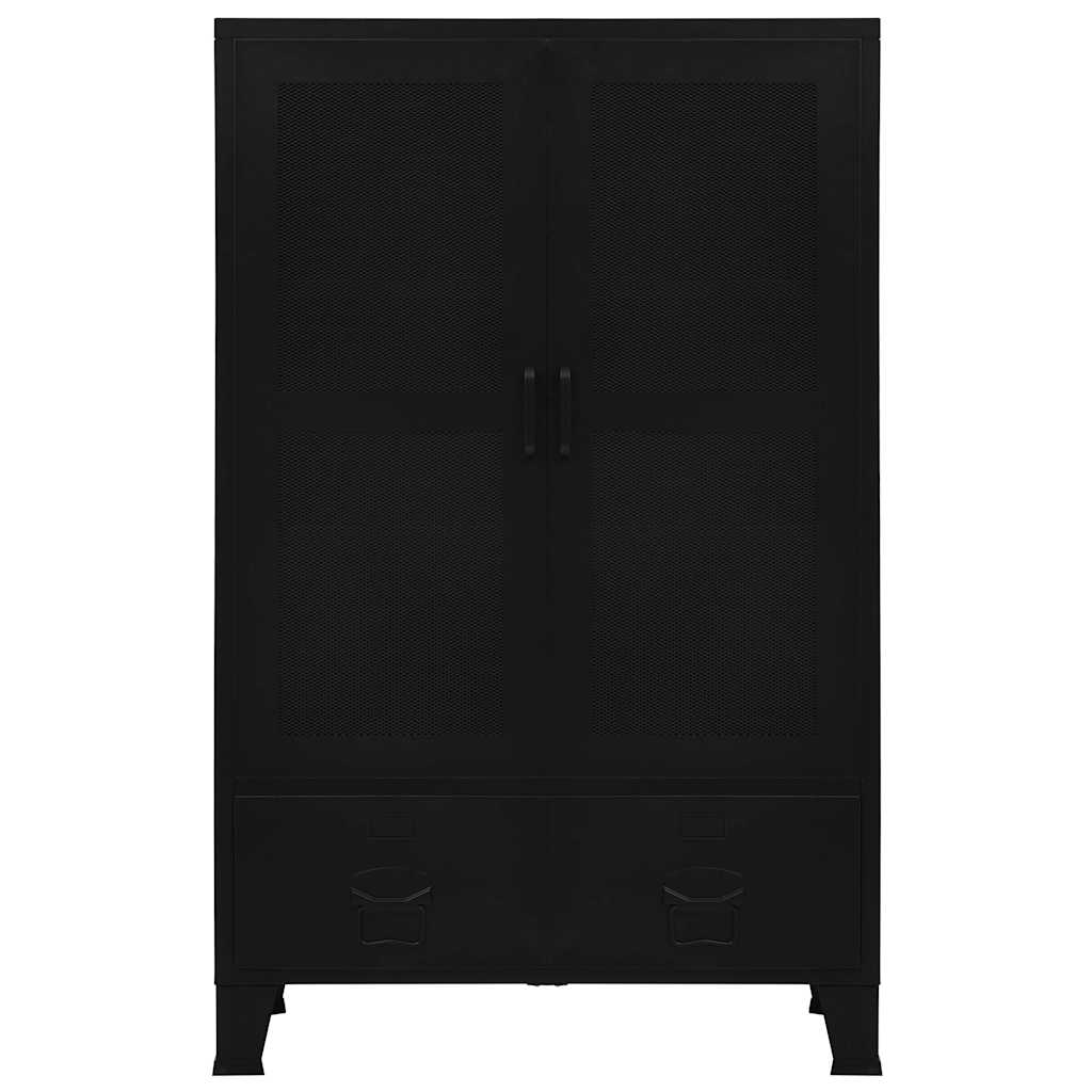 Armoire de bureau avec portes en maille Acier 75x40x120 cm Noir