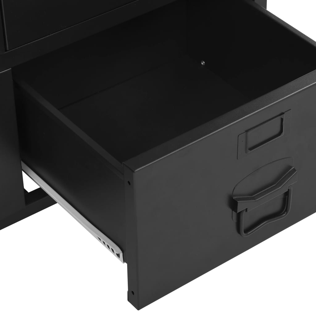 Armoire de bureau avec portes en maille Acier 75x40x120 cm Noir - XIOS
