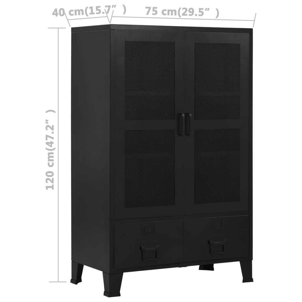 Armoire de bureau avec portes en maille Acier 75x40x120 cm Noir - XIOS