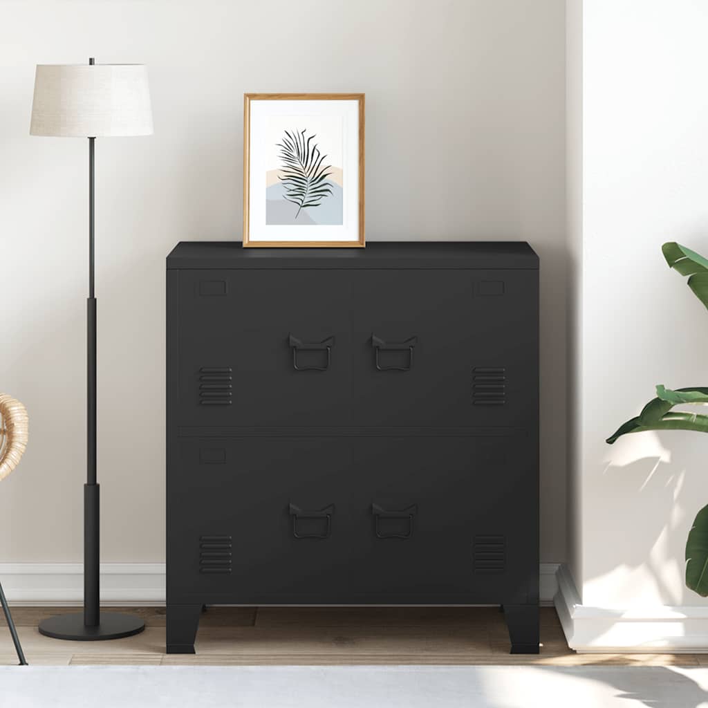Coffre de rangement industriel Noir 75x40x80 cm Acier