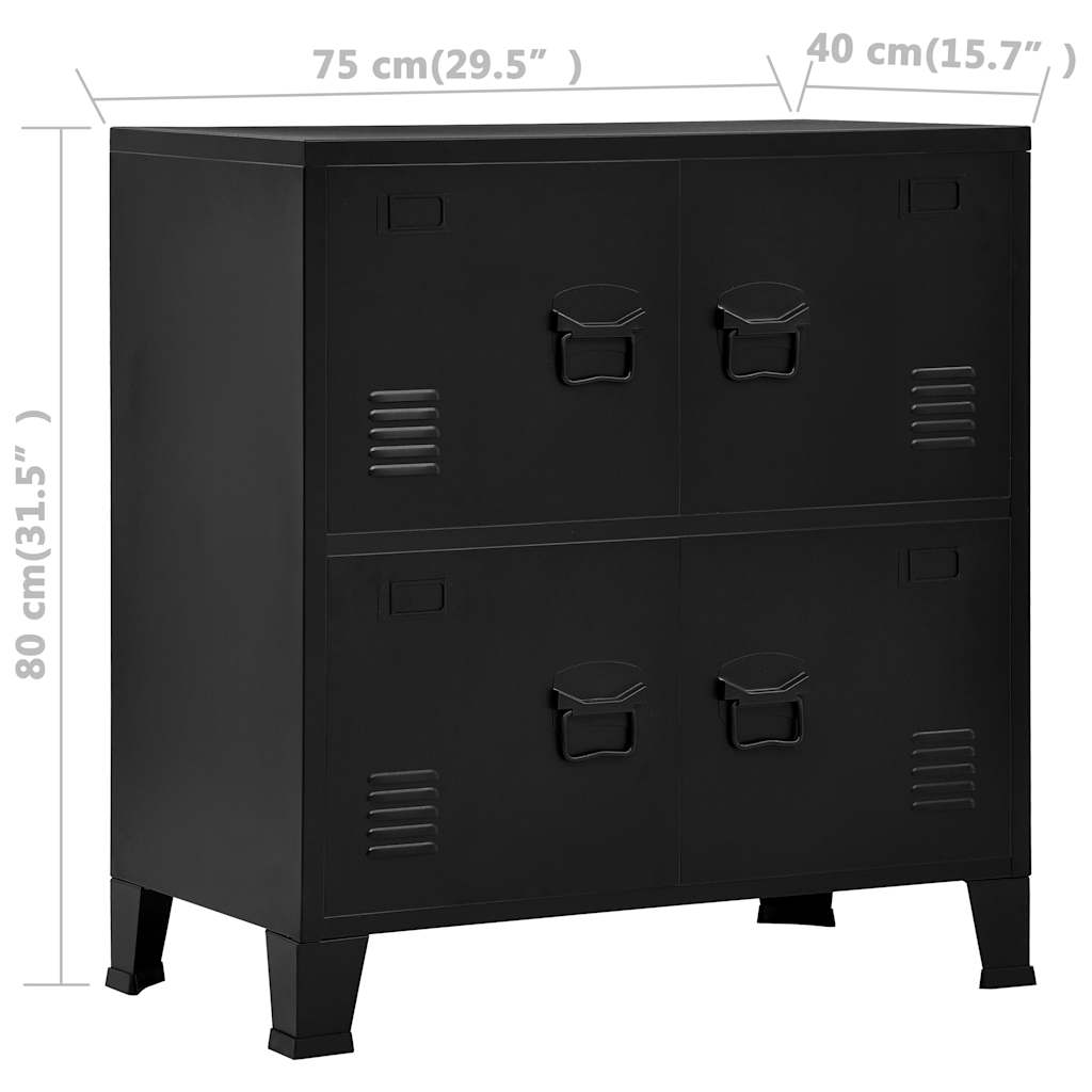 Coffre de rangement industriel Noir 75x40x80 cm Acier - XIOS