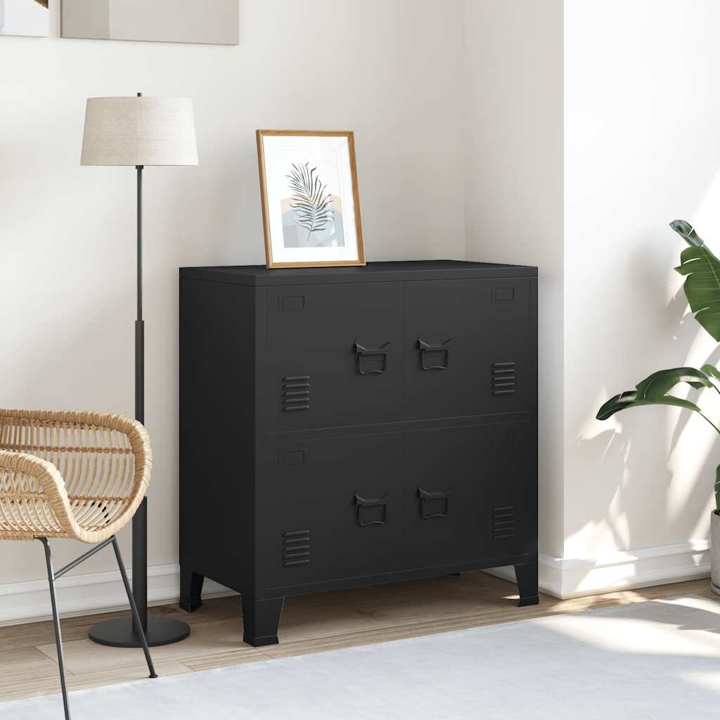 Coffre de rangement industriel Noir 75x40x80 cm Acier