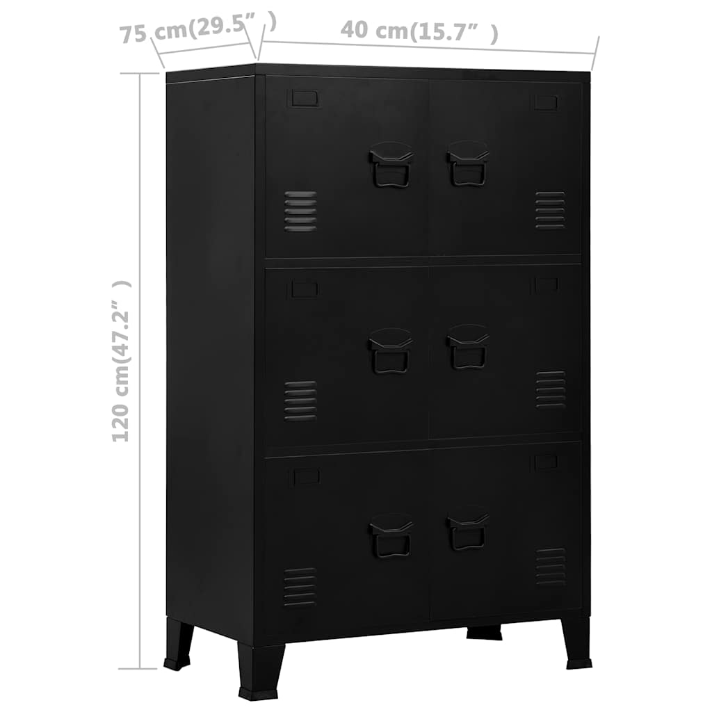 Coffre de rangement industriel Noir 75x40x120 cm Acier - XIOS