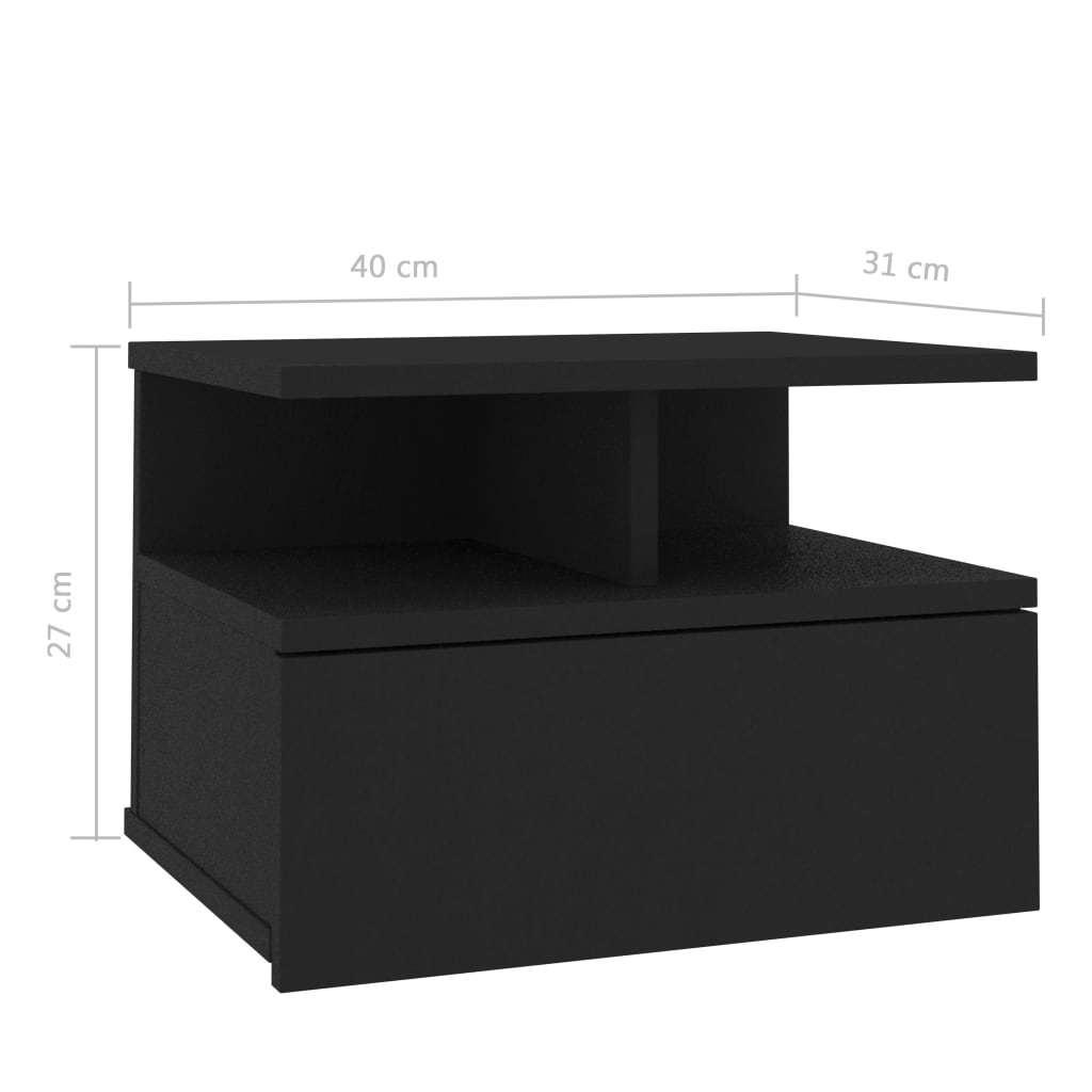 Table de chevet flottante Noir 40x31x27 cm Bois d'ingénierie - XIOS