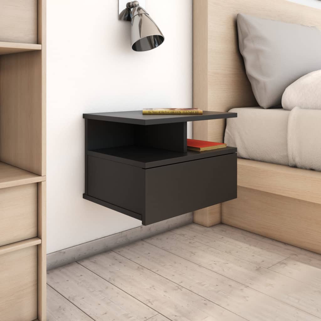 Table de chevet flottante Noir 40x31x27 cm Bois d'ingénierie - XIOS