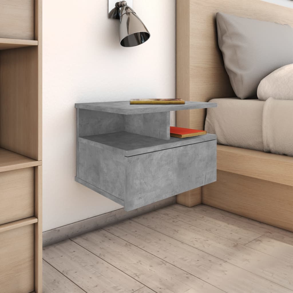 Tables de chevet flottantes 2 pcs Gris béton Bois d'ingénierie - XIOS